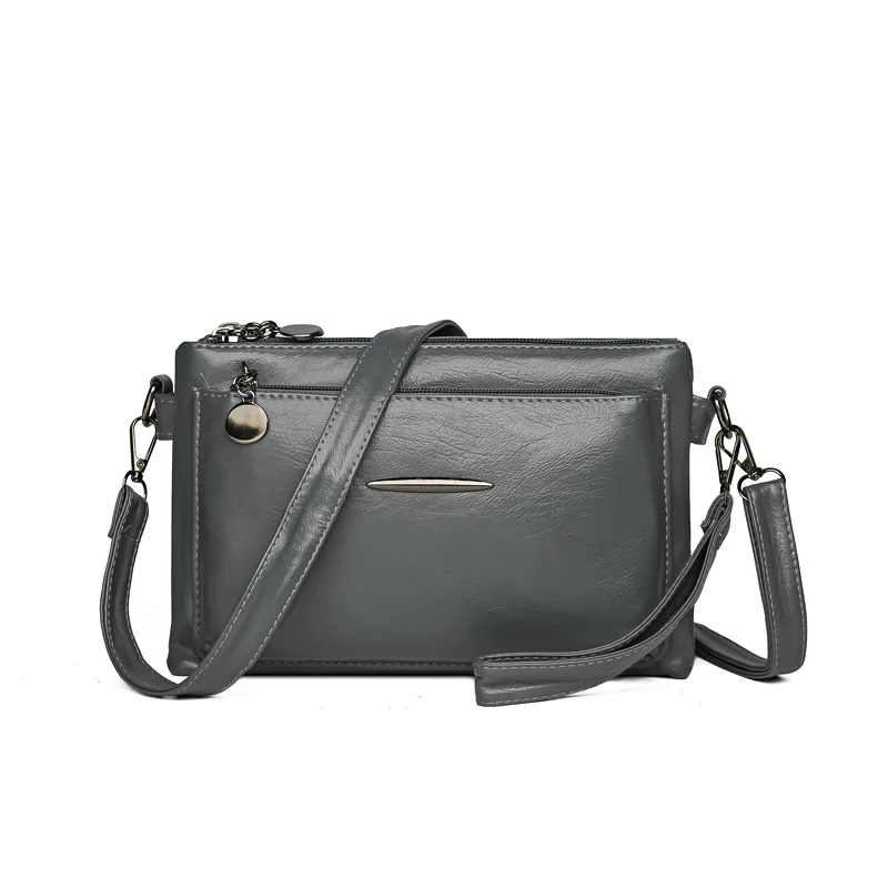 Solid Color Simple Retro Women's Small Crossbody Bag Soft PU Leather Multi-layered Shoulder Bag Casual Large Capacity Sling Bag