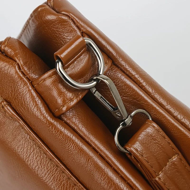 Solid Color Simple Retro Women's Small Crossbody Bag Soft PU Leather Multi-layered Shoulder Bag Casual Large Capacity Sling Bag