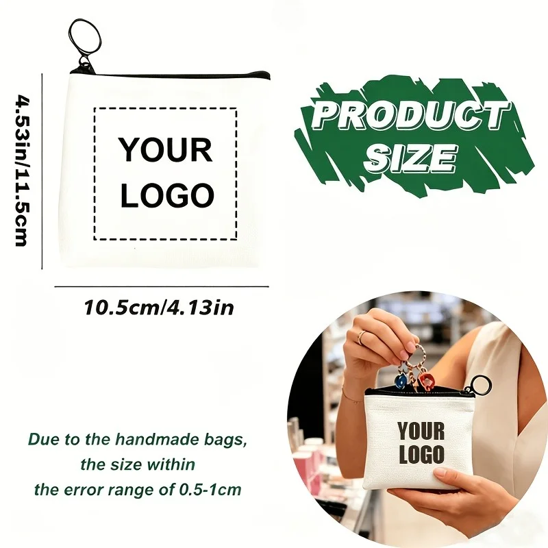 10-pack, DIY Customizable Coin Purse with Your Logo/Image – Women's Purse, Unisex Purse, Girls' Purse