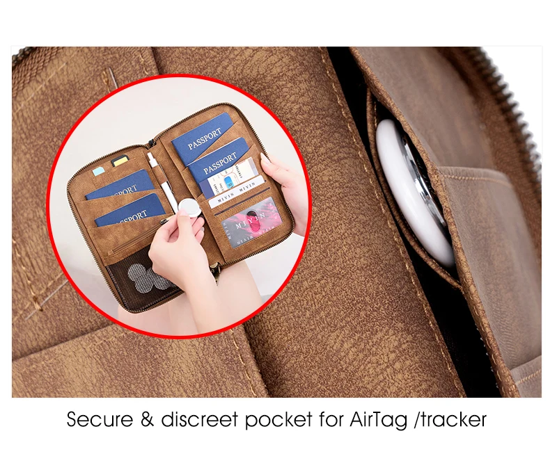 Travel Family Passport Holder RFIDShielded Large-Capacity Document Zippered Storage Wallet PU Clutch Bag Unisex Travel Accessory