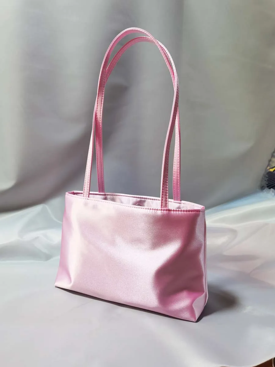 Luxury Shoulder Bags Silk Women's Handbag Square Underarm Bag Ins Famous Brand Commuter Bag Contrasting Color Macaron Totes