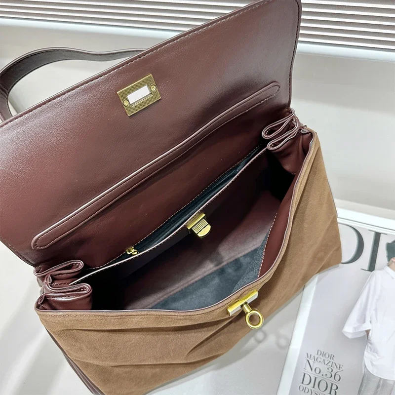 Luxury PU Leather сумка тоут женская, High-end Brand Multi-layered Large-capacity Texture Crossbody Bag,metal Buckle Flip Design
