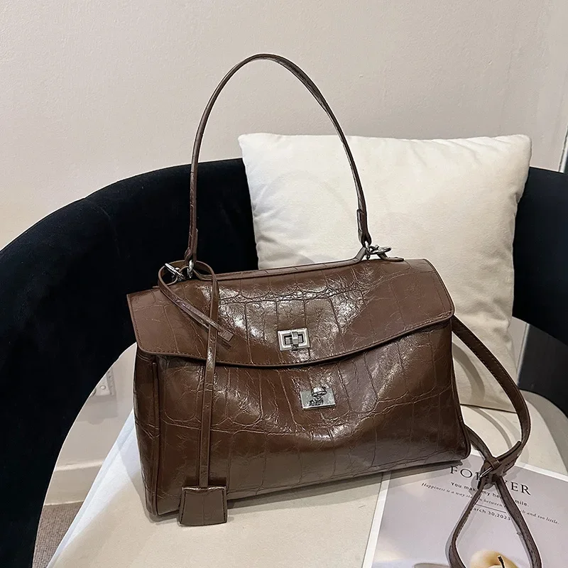 Luxury PU Leather сумка тоут женская, High-end Brand Multi-layered Large-capacity Texture Crossbody Bag,metal Buckle Flip Design