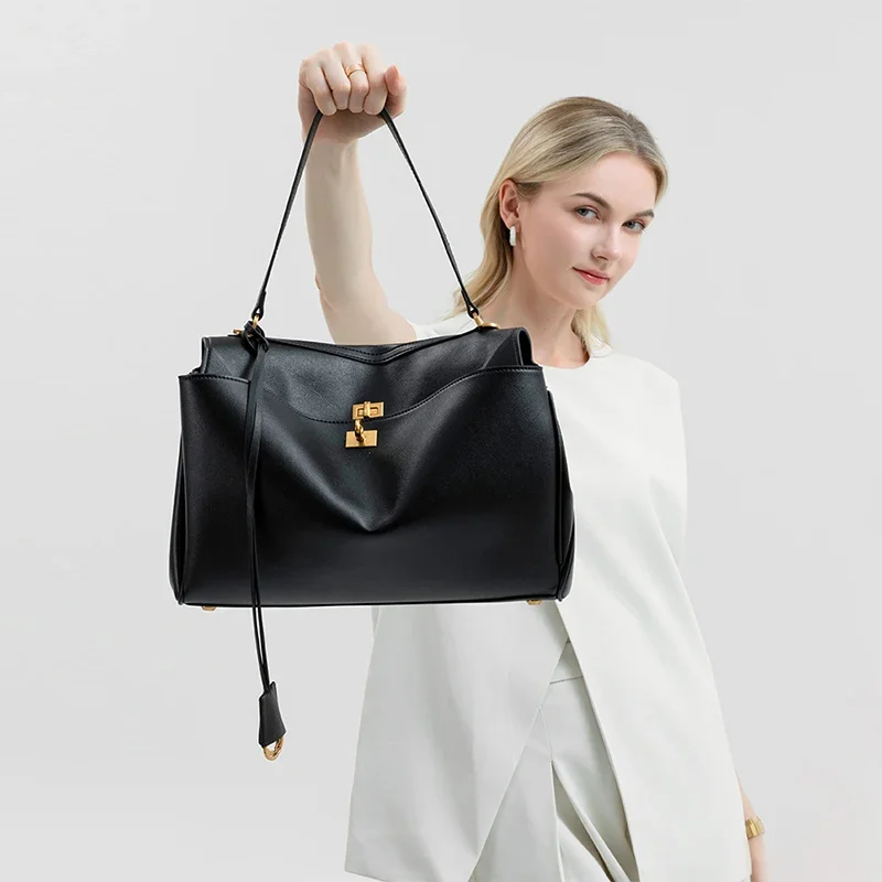 Luxury PU Leather сумка тоут женская, High-end Brand Multi-layered Large-capacity Texture Crossbody Bag,metal Buckle Flip Design