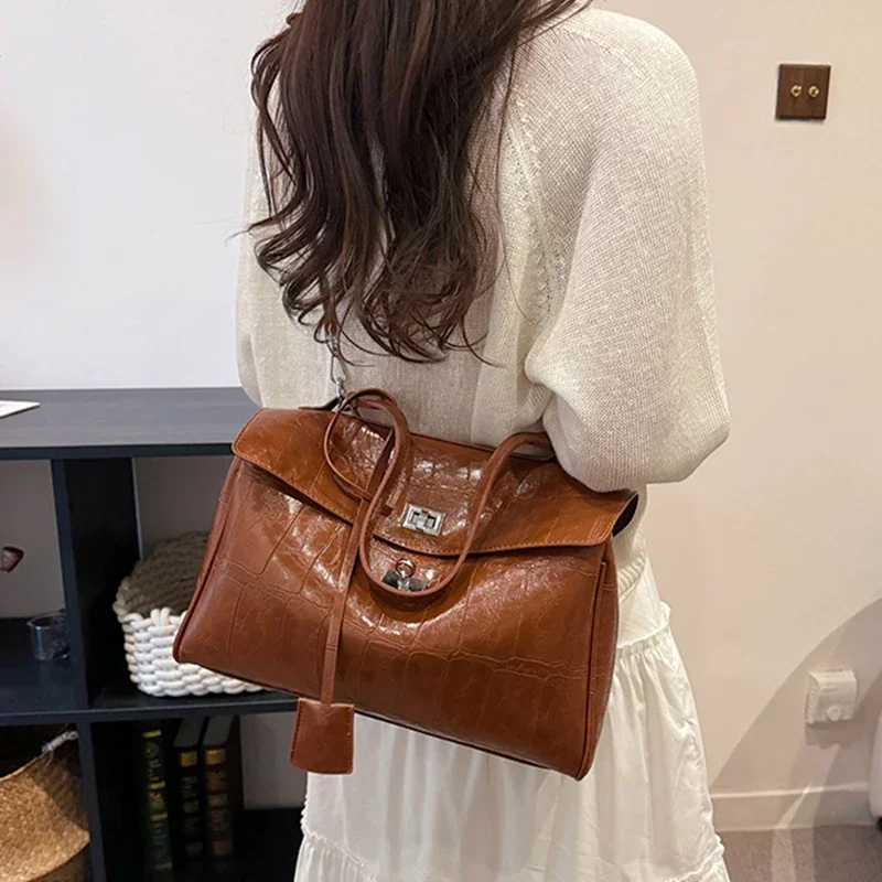 Luxury PU Leather сумка тоут женская, High-end Brand Multi-layered Large-capacity Texture Crossbody Bag,metal Buckle Flip Design