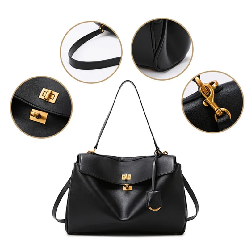 Luxury PU Leather сумка тоут женская, High-end Brand Multi-layered Large-capacity Texture Crossbody Bag,metal Buckle Flip Design