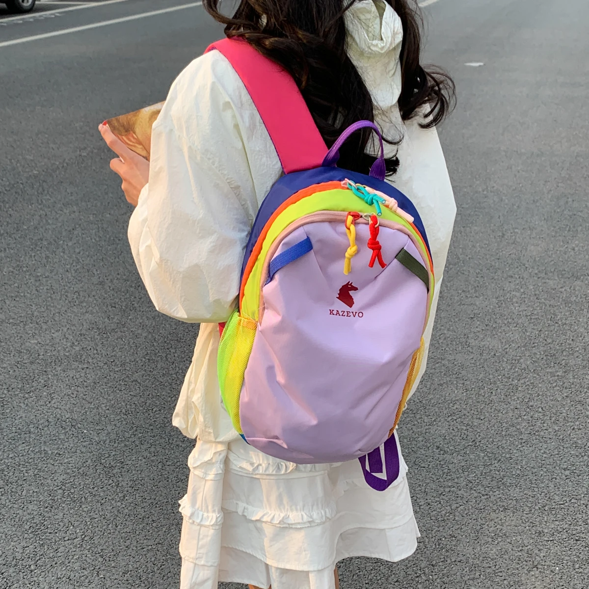 Fashion Trend Dopamine Style SportsBackpack Nylon Lightweight Large Capacity Casual Backpack Hiking Outdoor Mountaineering Bag