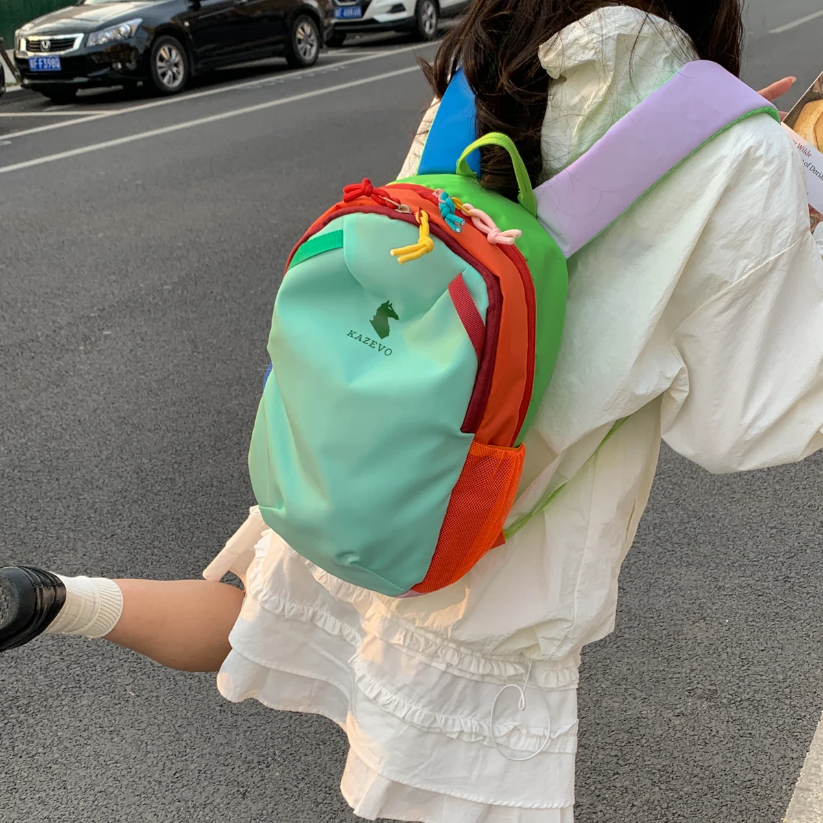 Fashion Trend Dopamine Style SportsBackpack Nylon Lightweight Large Capacity Casual Backpack Hiking Outdoor Mountaineering Bag