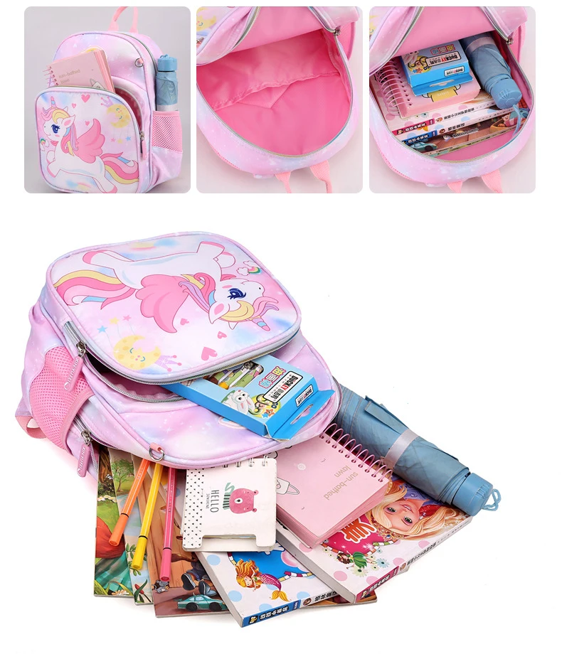 New Unicorn Backpack For Girls Cartoon Pink Princess School Bags Kids Satchels Kindergarten Bookbag Mochila Infantil Escolar