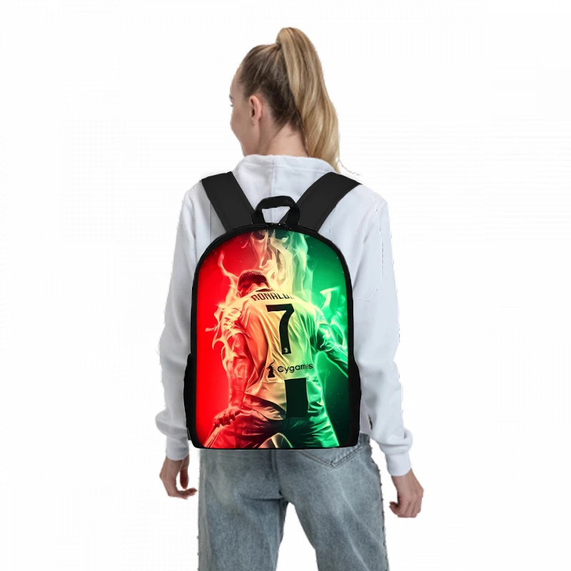 Football Player CR7 Three Piece Set Backpacks For Boy And Girls Best Gifts 3D Cartoon School Backpack For Children