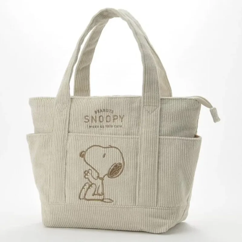 New Fashion Popular Cartoon Snoopy Corduroy Women's Handbag Versatile Travel Student Large Capacity Shoulder Bag