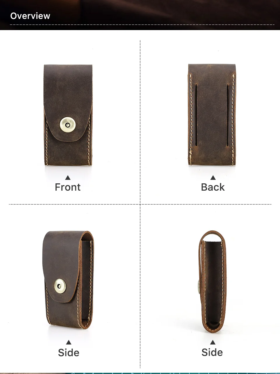 Genuine Leather EDC Organizer Sheath Handmade Tactical Tool Mini Pouch Holster with Belt Clip Storage Bag