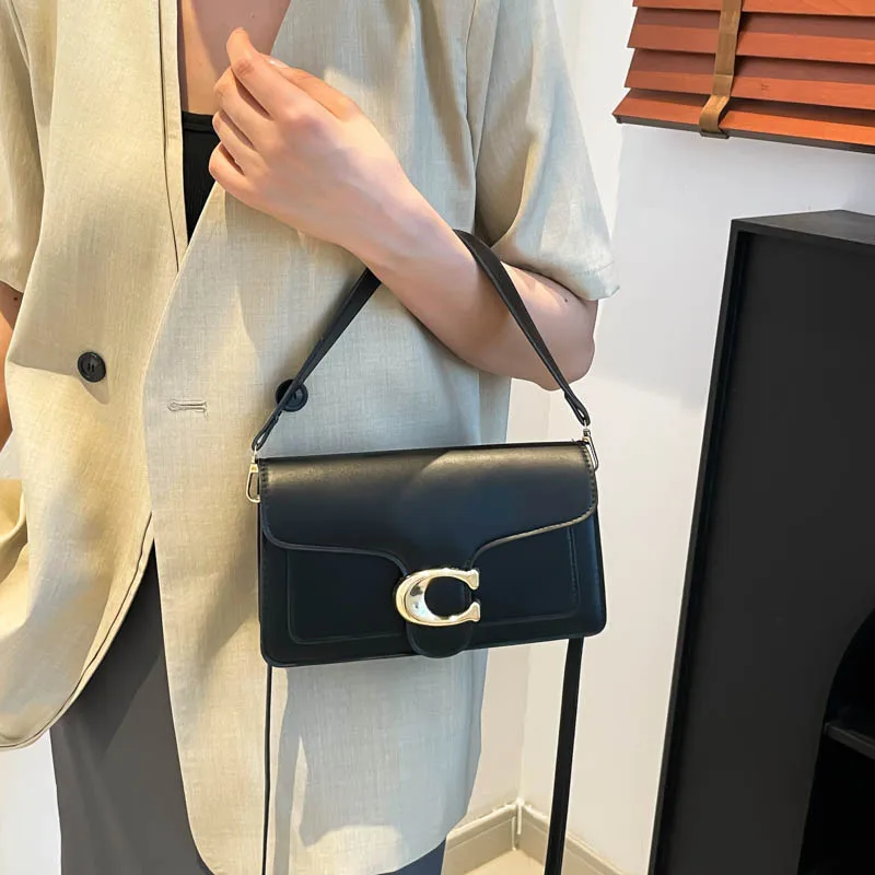 New Niche Women's 2026 Textured Solid Color Simple Stylish Unique Small Square Commuting Shoulder Bag For Women