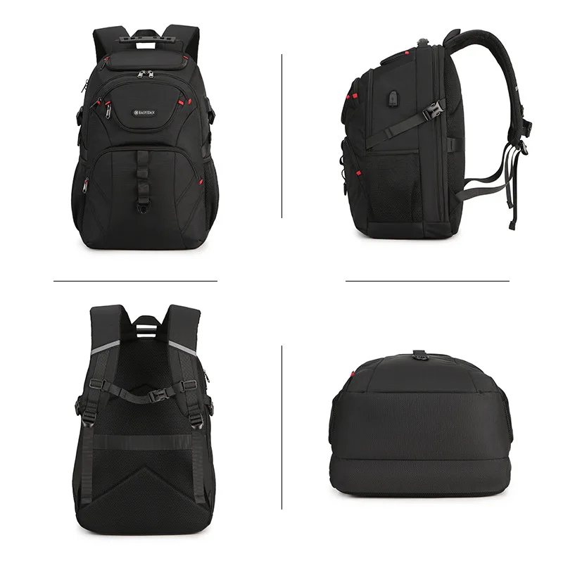 Business Travel Men's Backpack Large Capacity Multi-compartment Computer Student Commuter Bag 15 Inch Laptop Capacity Pure Color