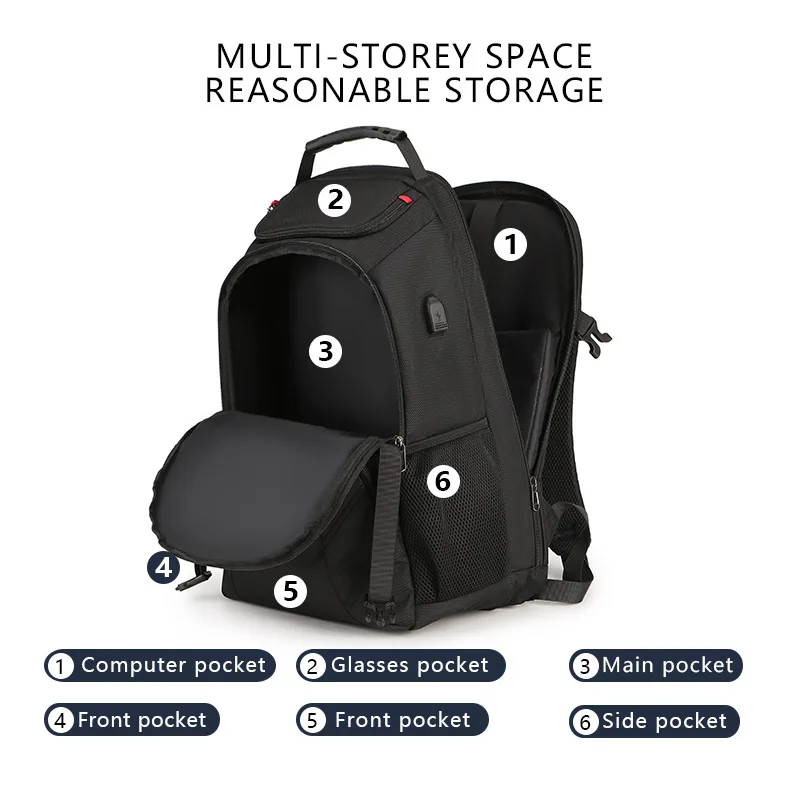 Business Travel Men's Backpack Large Capacity Multi-compartment Computer Student Commuter Bag 15 Inch Laptop Capacity Pure Color