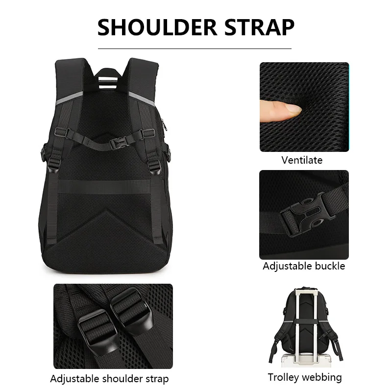 Business Travel Men's Backpack Large Capacity Multi-compartment Computer Student Commuter Bag 15 Inch Laptop Capacity Pure Color