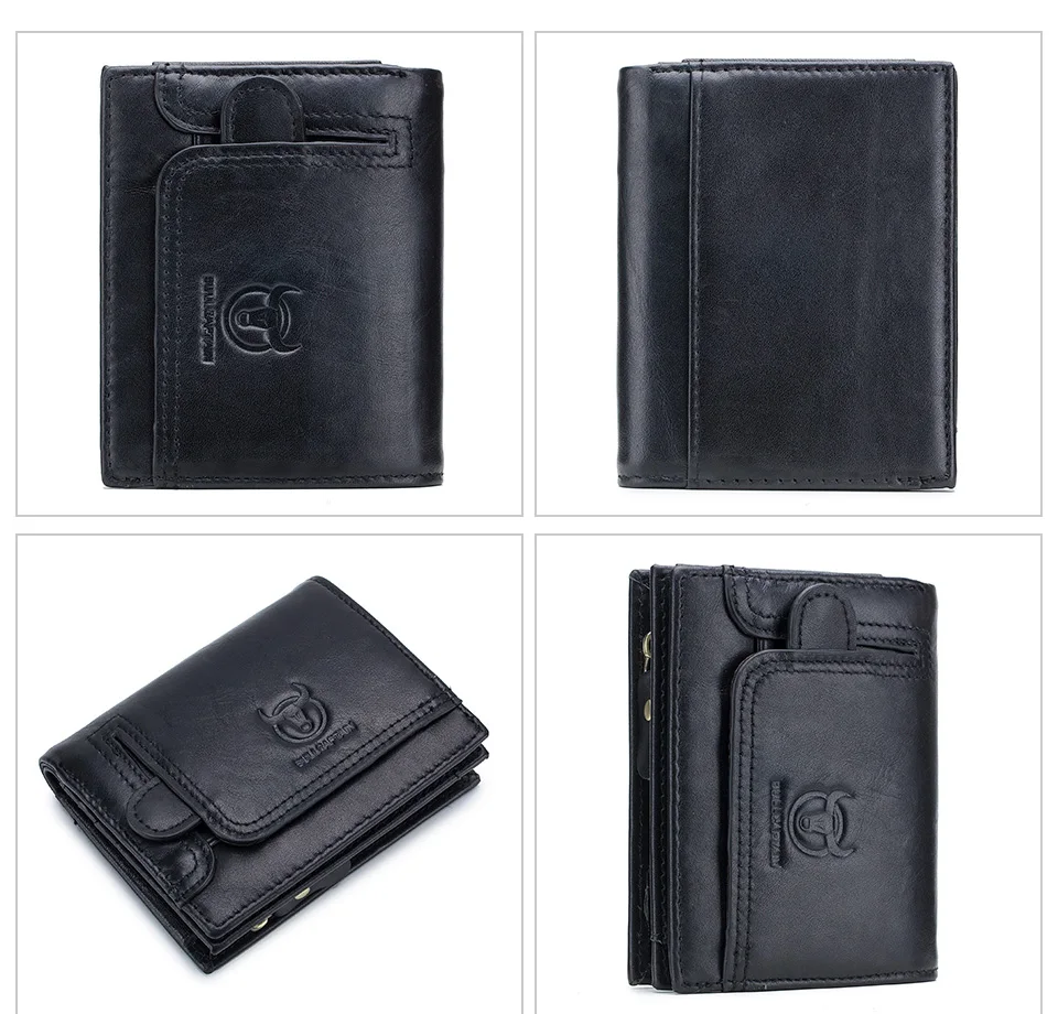 BULLCAPTAIN 100% Genuine Leather Men's Rfid Wallet Multifunctional Storage Bag Coin Purse Wallet Card Case