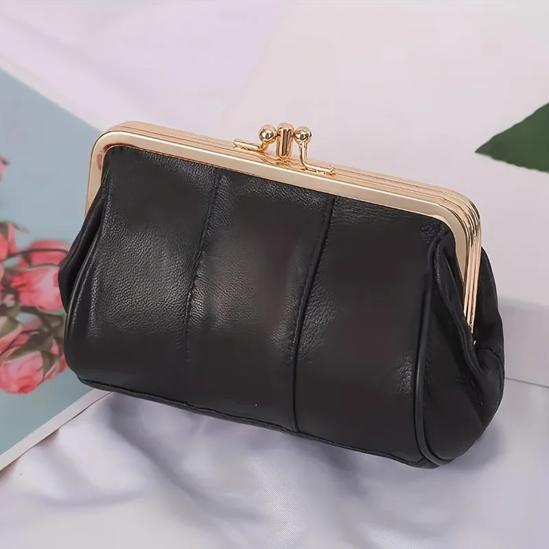 1pcs Vintage Sheepskin Metal Wallet - Large Capacity Lightweight Travel Organizer Multi-Functional Card Holder Coin Purse