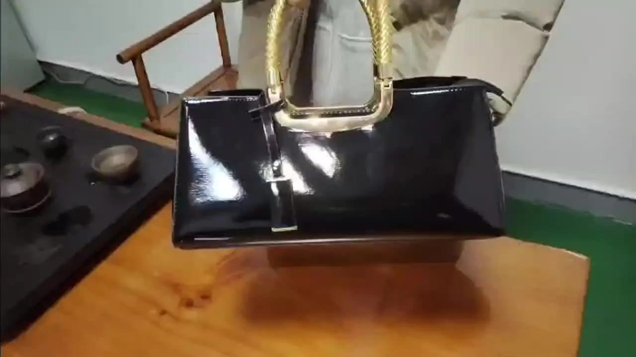 Women's Glossy PU Leather Shoulder Handbag Wedding Clutch Bridal Party Evening Bag