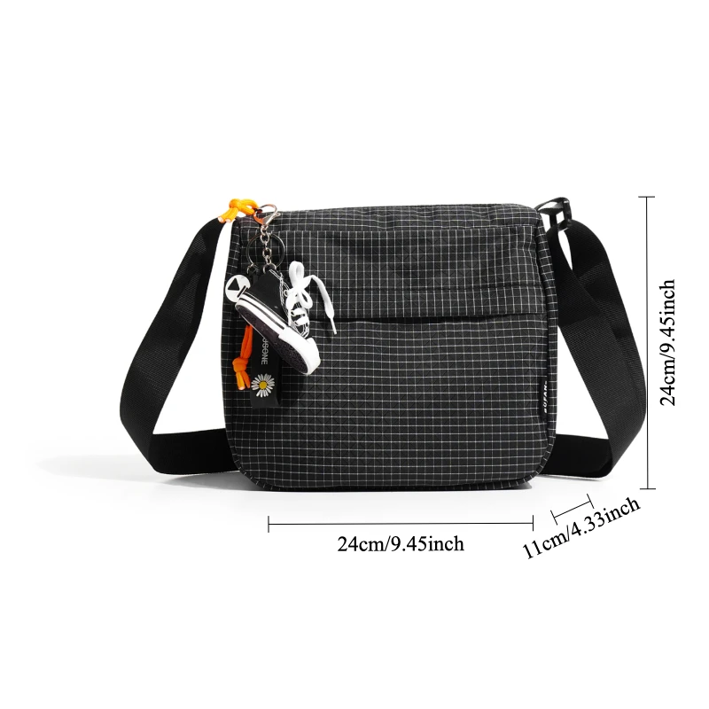 Crossbody Bag Unisex Japanese Korean Simple Waterproof Small Square Lightweight Daily Outdoor Travel Phone Shoulder Bag