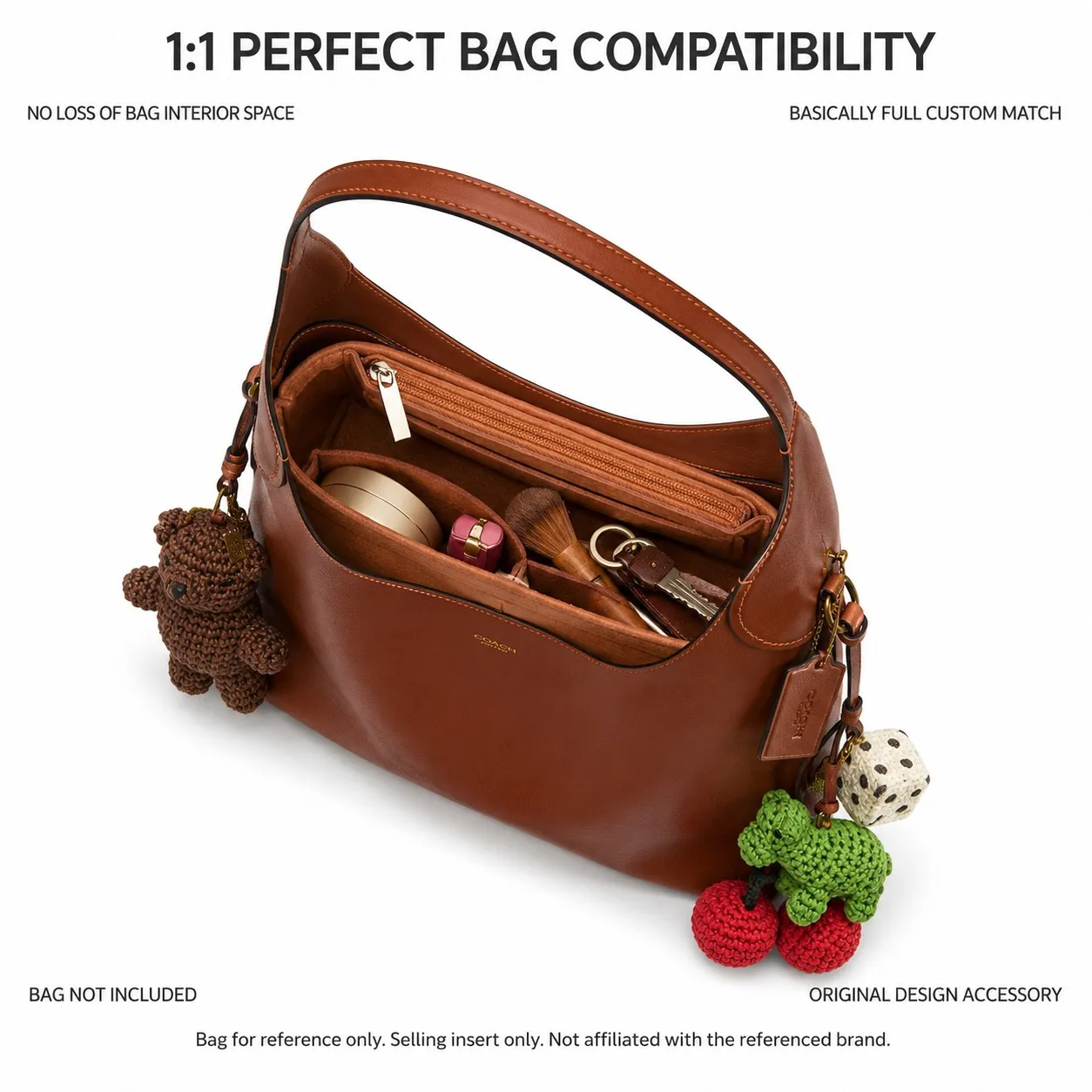 Felt Bag Organizer Insert for Coach Brooklyn Shoulder Bag Liner Fit Structured Storage Insert for 28 34 39 Tote Bag Compartments