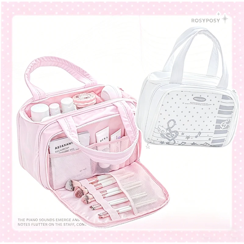 Large Capacity Women Makeup Bag Organizer Portable Travel Toiletry Case Stand Up Cosmetic Storage Pouch Waterproof Vanity Bag