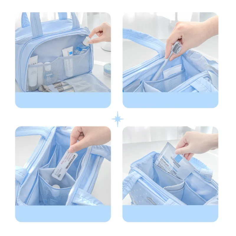 Large Capacity Women Makeup Bag Organizer Portable Travel Toiletry Case Stand Up Cosmetic Storage Pouch Waterproof Vanity Bag