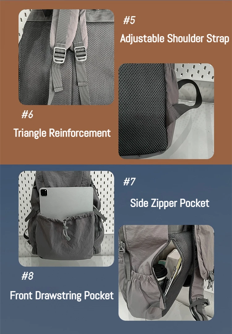Fashionable Casual Drawstring Backpack for Women 2025 Fashion Large Capacity Lightweight Pleated Backpack for Outdoor Travel