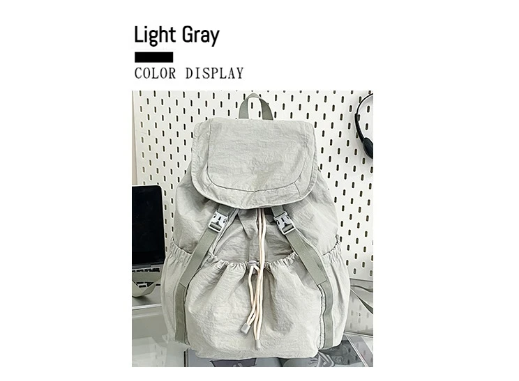 Fashionable Casual Drawstring Backpack for Women 2025 Fashion Large Capacity Lightweight Pleated Backpack for Outdoor Travel