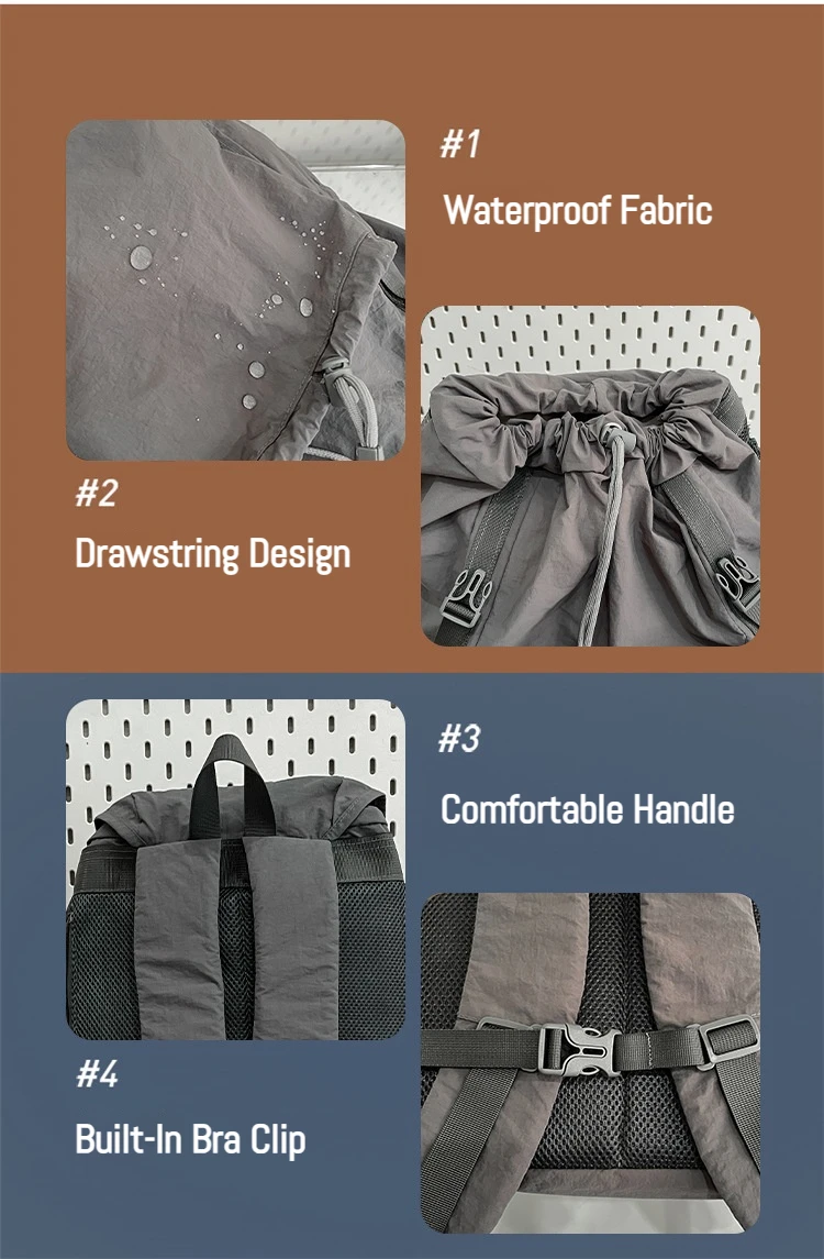 Fashionable Casual Drawstring Backpack for Women 2025 Fashion Large Capacity Lightweight Pleated Backpack for Outdoor Travel