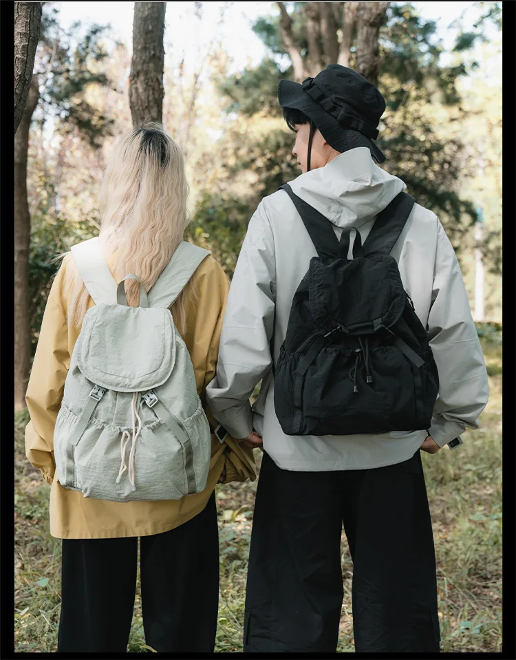 Fashionable Casual Drawstring Backpack for Women 2025 Fashion Large Capacity Lightweight Pleated Backpack for Outdoor Travel
