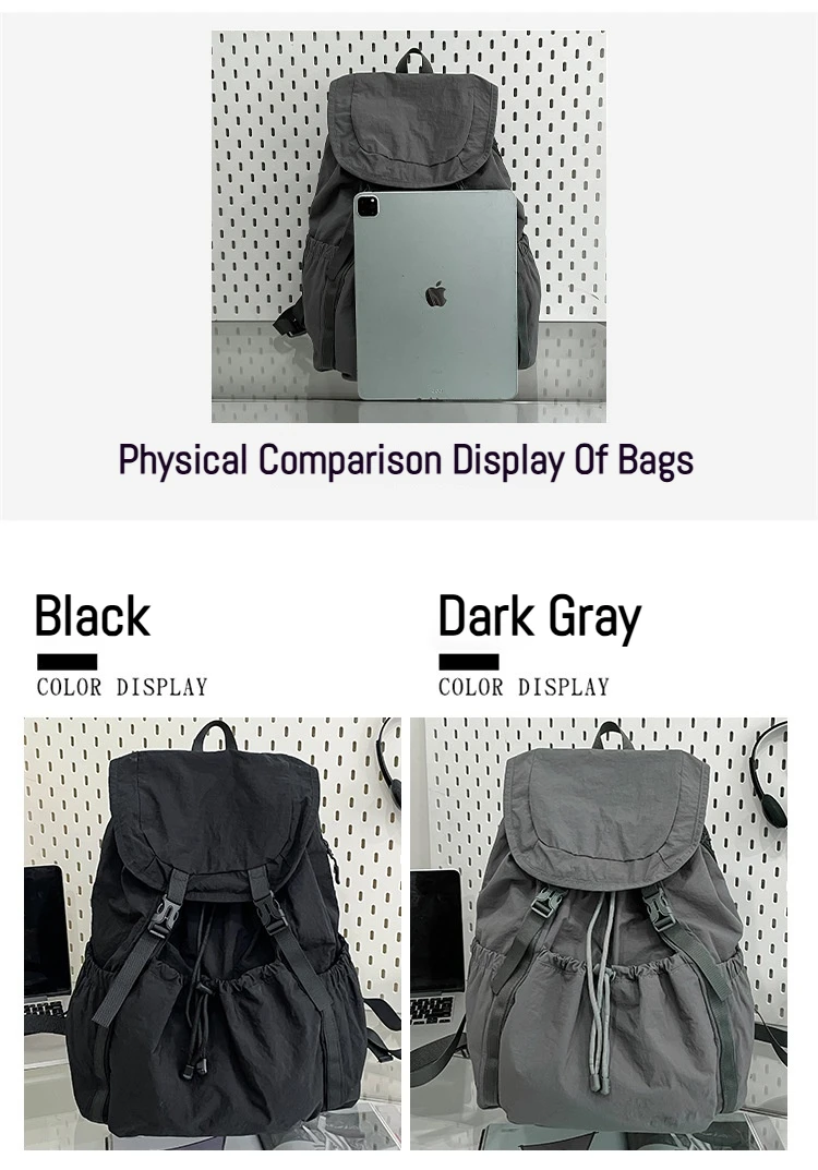 Fashionable Casual Drawstring Backpack for Women 2025 Fashion Large Capacity Lightweight Pleated Backpack for Outdoor Travel