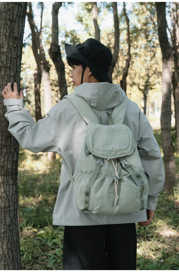 Fashionable Casual Drawstring Backpack for Women 2025 Fashion Large Capacity Lightweight Pleated Backpack for Outdoor Travel