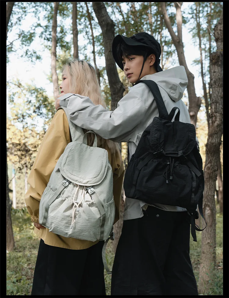 Fashionable Casual Drawstring Backpack for Women 2025 Fashion Large Capacity Lightweight Pleated Backpack for Outdoor Travel