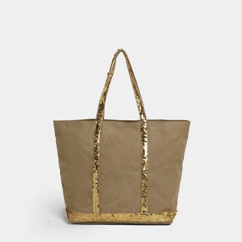 2025 Women's New Retro Shoulder Crossbody Bag Casual Handbag Canvas Shoulder Bag Sequin Large Capacity Tote Bag
