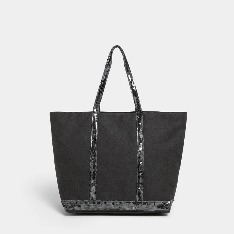 2025 Women's New Retro Shoulder Crossbody Bag Casual Handbag Canvas Shoulder Bag Sequin Large Capacity Tote Bag