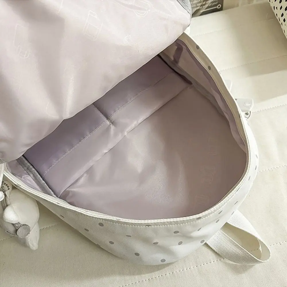 2 Sizes Polka Dot Backpack Large Capacity Transparent Pocket School Daypack Polka Dot Pattern Transparent Pocket Backpack