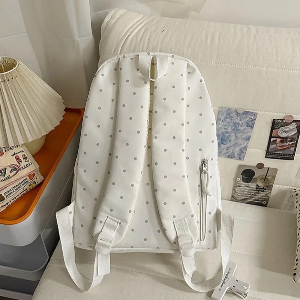 2 Sizes Polka Dot Backpack Large Capacity Transparent Pocket School Daypack Polka Dot Pattern Transparent Pocket Backpack