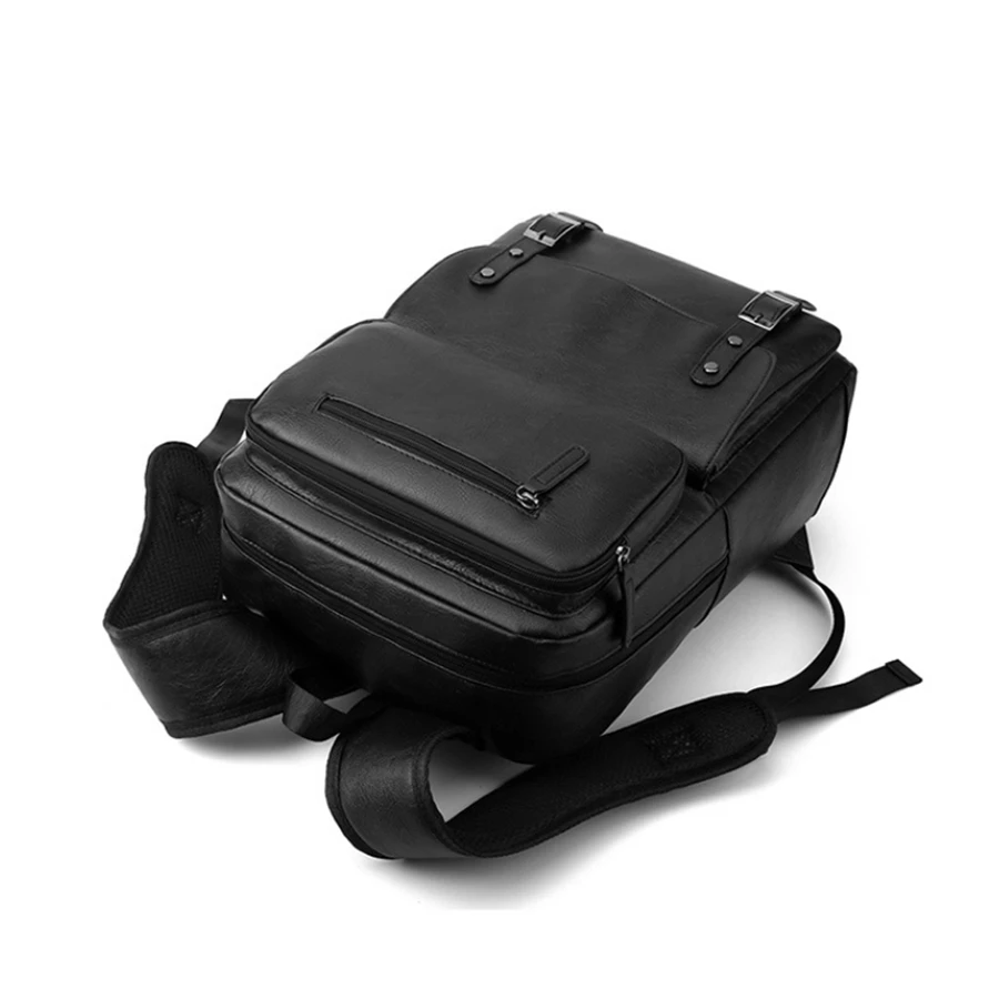 Fashion Men Backpack PU Leather Bagpack Large Laptop Backpacks Male Mochilas Black Schoolbag For Teenagers Boys Brown Sac A Dos