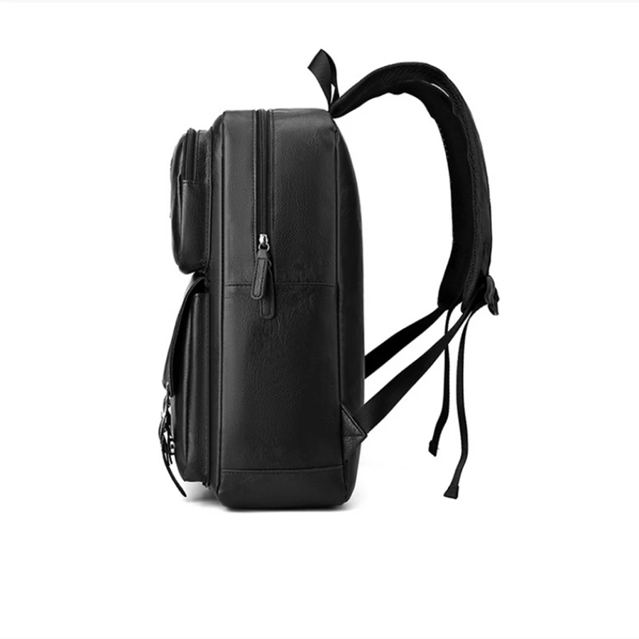 Fashion Men Backpack PU Leather Bagpack Large Laptop Backpacks Male Mochilas Black Schoolbag For Teenagers Boys Brown Sac A Dos