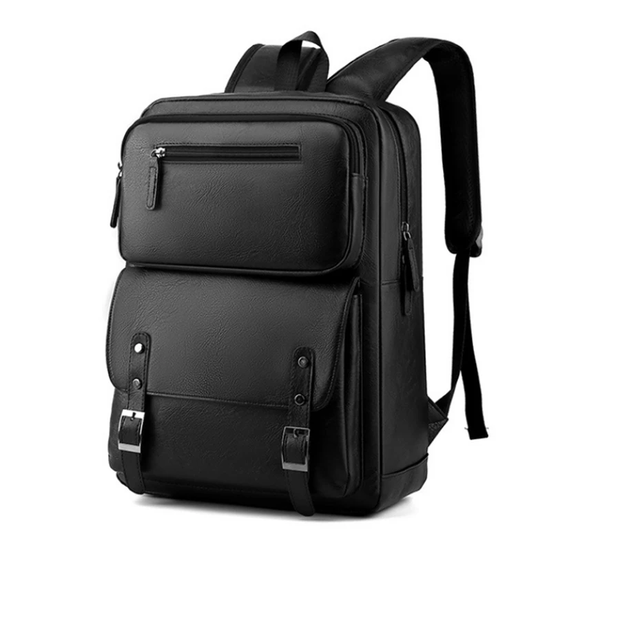 Fashion Men Backpack PU Leather Bagpack Large Laptop Backpacks Male Mochilas Black Schoolbag For Teenagers Boys Brown Sac A Dos