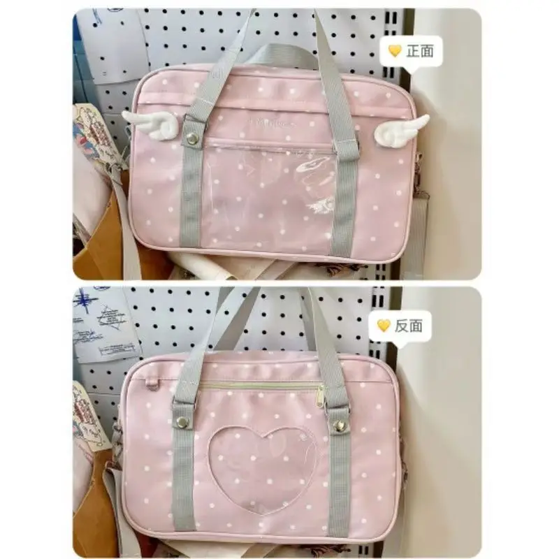 Y2K Anime Convention Polka Dot Ita Shoulder Bag 2D Crossbody Bag Cute Girl Transparent Bag Otaku DIY Comic Display Messenger Bag