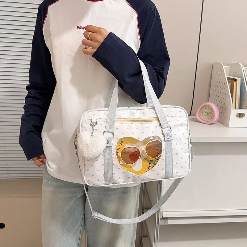 Y2K Anime Convention Polka Dot Ita Shoulder Bag 2D Crossbody Bag Cute Girl Transparent Bag Otaku DIY Comic Display Messenger Bag