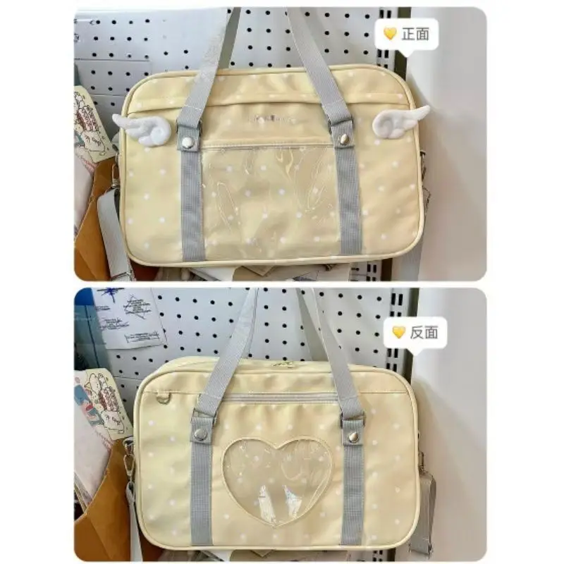 Y2K Anime Convention Polka Dot Ita Shoulder Bag 2D Crossbody Bag Cute Girl Transparent Bag Otaku DIY Comic Display Messenger Bag