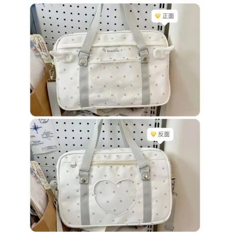 Y2K Anime Convention Polka Dot Ita Shoulder Bag 2D Crossbody Bag Cute Girl Transparent Bag Otaku DIY Comic Display Messenger Bag