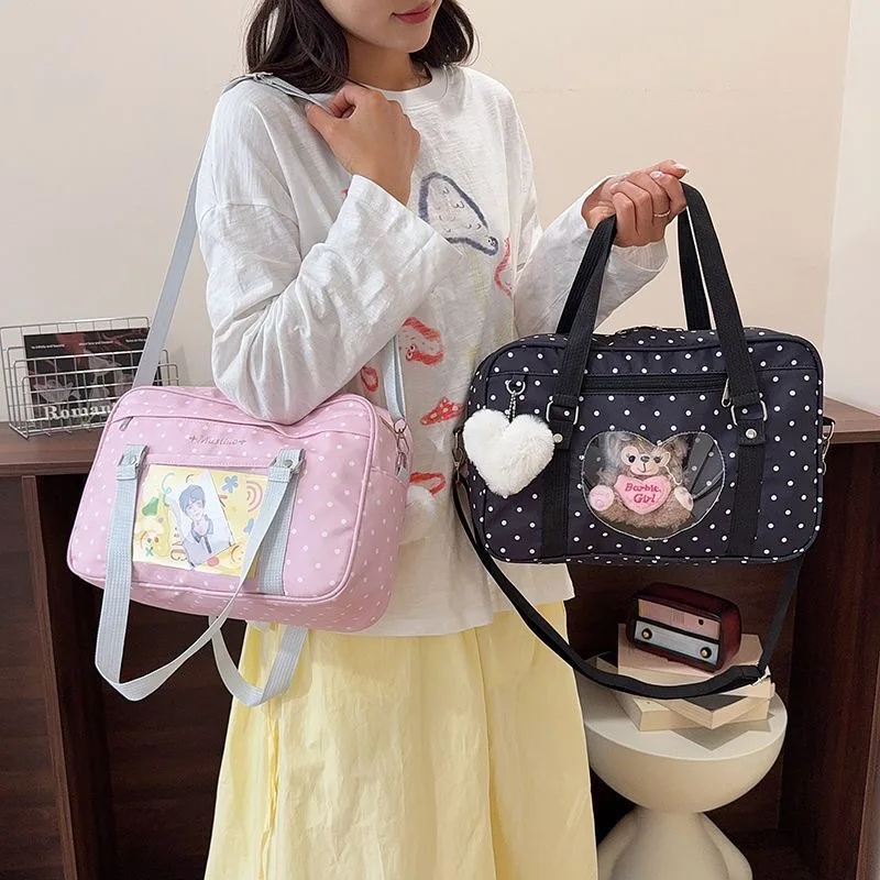 Y2K Anime Convention Polka Dot Ita Shoulder Bag 2D Crossbody Bag Cute Girl Transparent Bag Otaku DIY Comic Display Messenger Bag