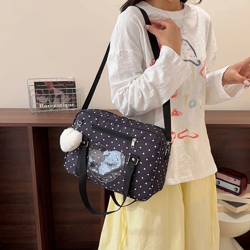 Y2K Anime Convention Polka Dot Ita Shoulder Bag 2D Crossbody Bag Cute Girl Transparent Bag Otaku DIY Comic Display Messenger Bag
