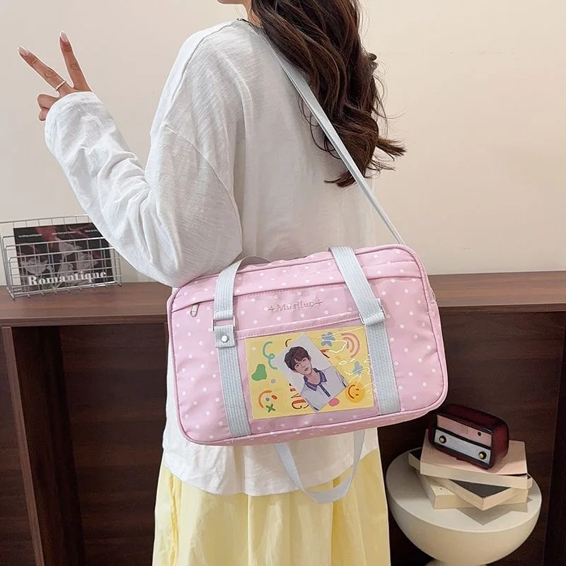 Y2K Anime Convention Polka Dot Ita Shoulder Bag 2D Crossbody Bag Cute Girl Transparent Bag Otaku DIY Comic Display Messenger Bag