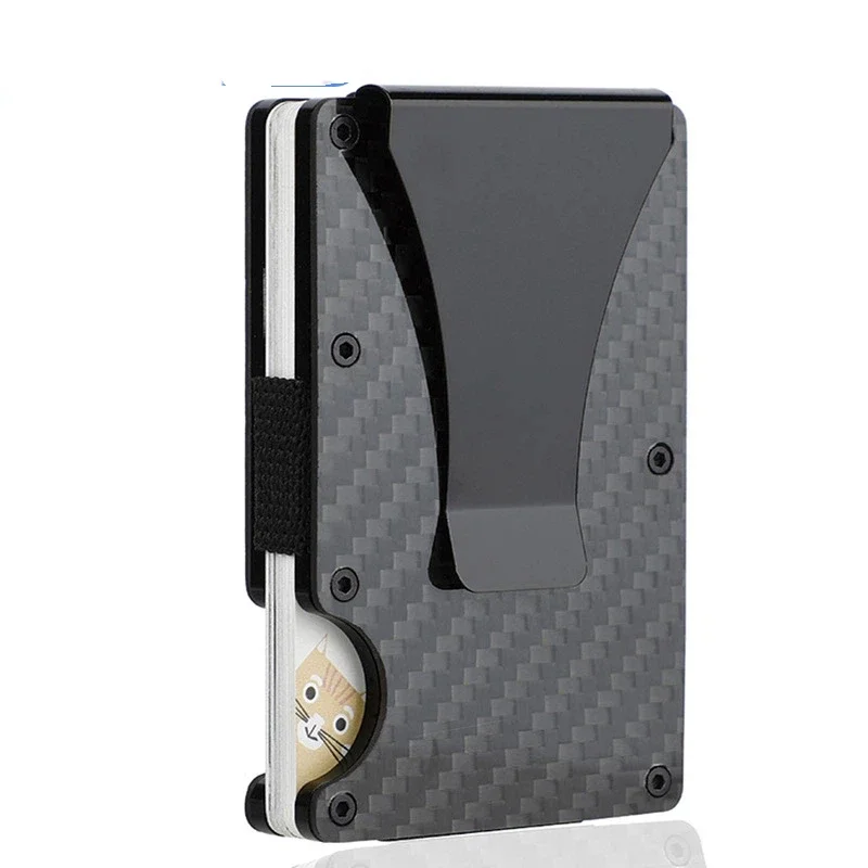 Carbon Fiber Card Holder with Forged Pattern, Metal Card Case, Card Sleeve, Simple Ultra-Thin Anti-Scan Credit Card Box