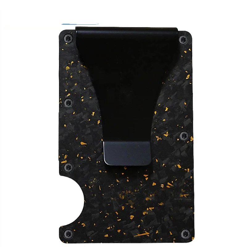 Carbon Fiber Card Holder with Forged Pattern, Metal Card Case, Card Sleeve, Simple Ultra-Thin Anti-Scan Credit Card Box